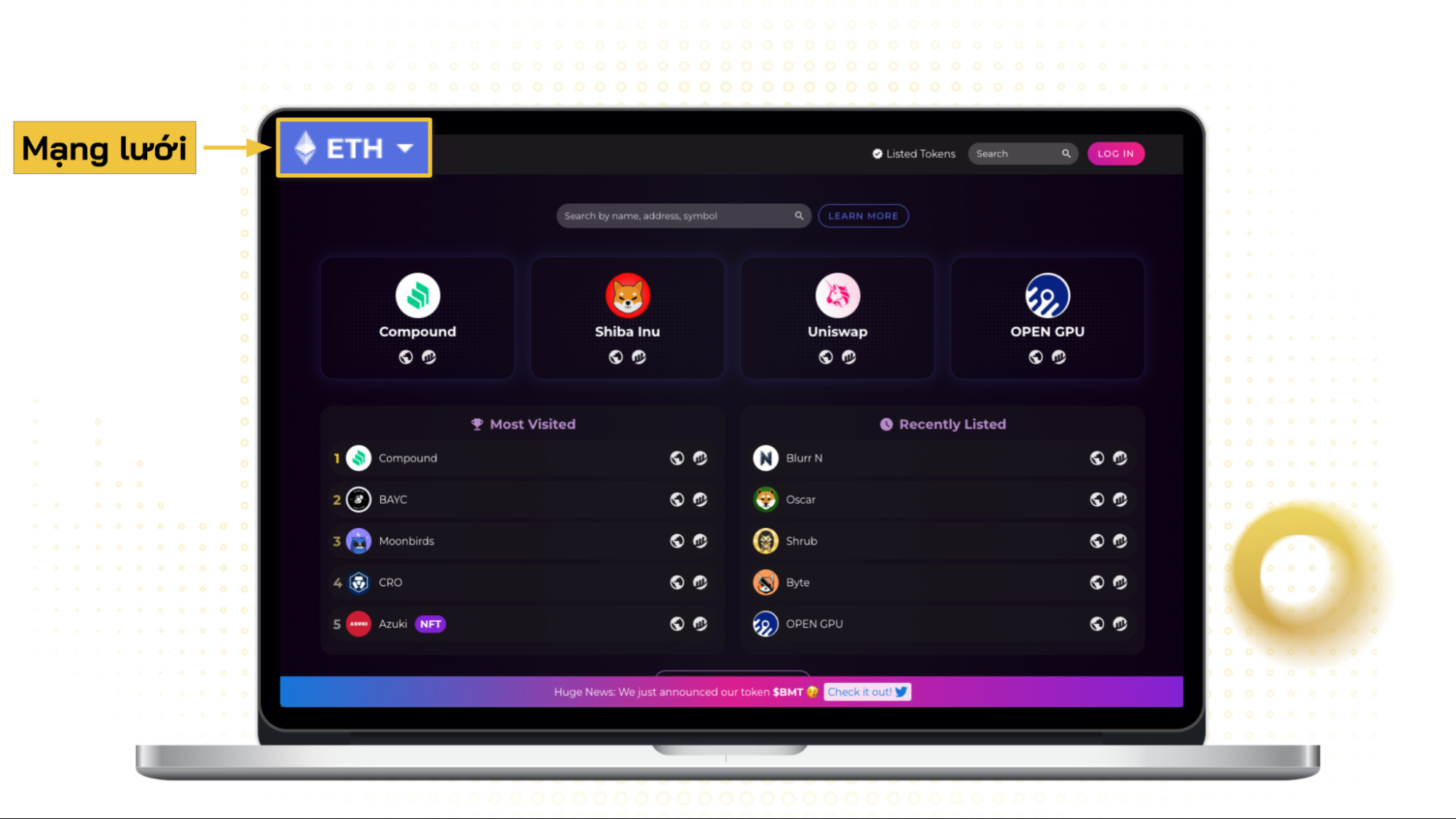 Chọn mạng lưới và token trên Bubblemaps
