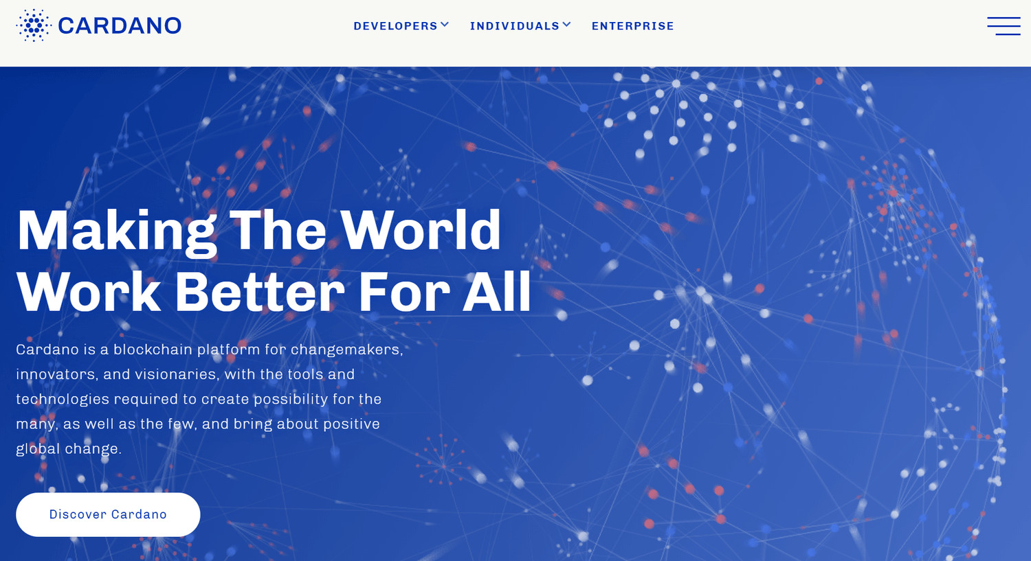 Giao diện website dự án Cardano