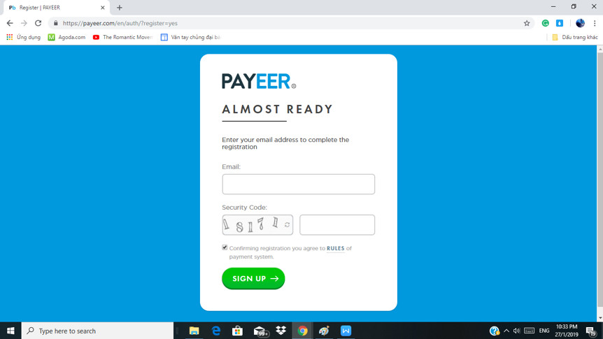 Hướng dẫn đăng ký tài khoản Payeer