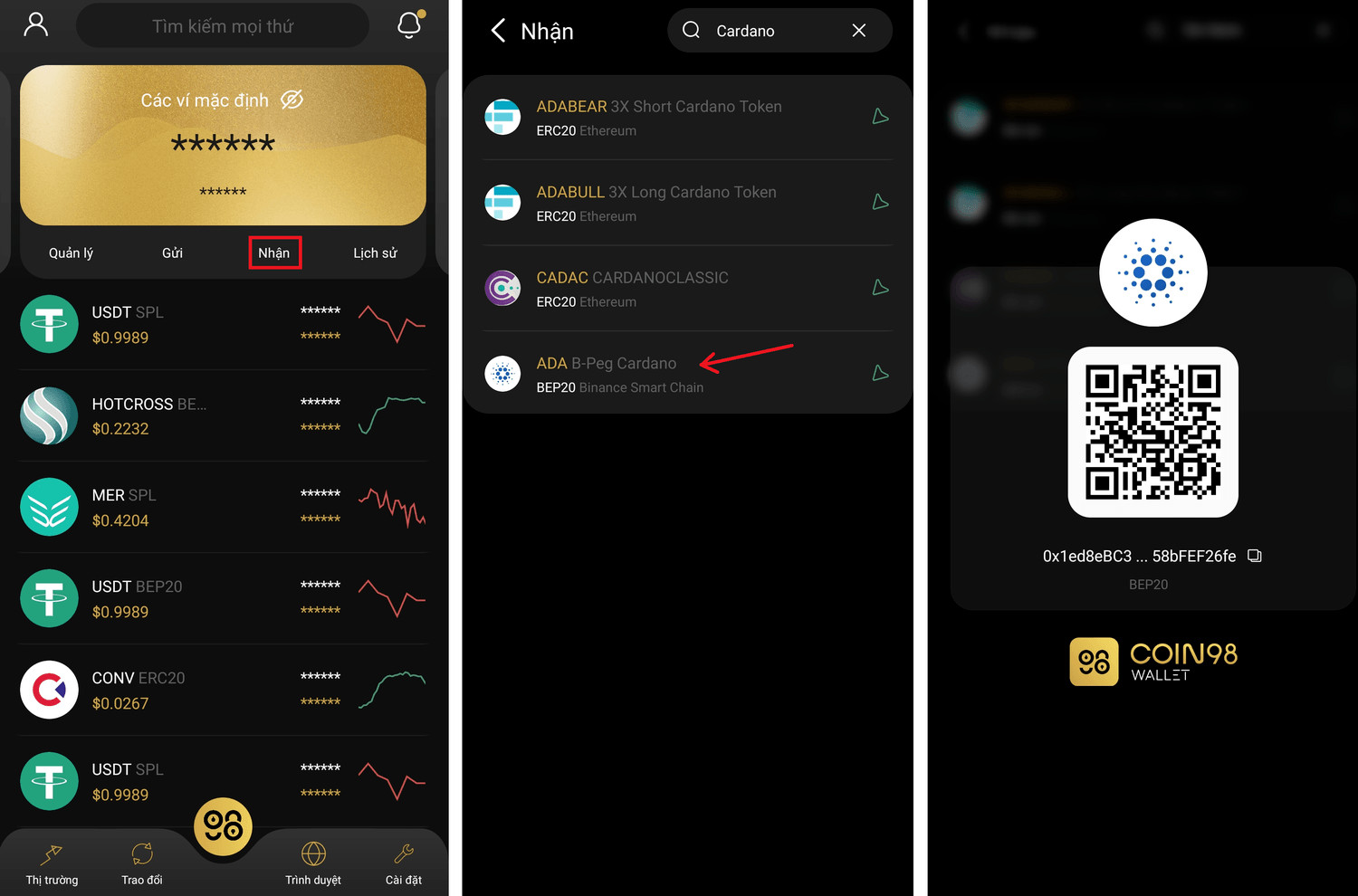 Hướng dẫn lưu trữ ADA trên Coin98 Wallet