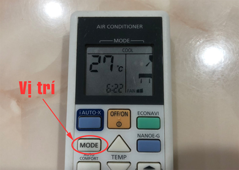 Ký hiệu MODE trên điều khiển điều hòa