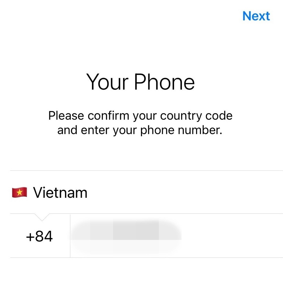 Ảnh chụp màn hình giao diện nhập số điện thoại để đăng ký tài khoản Telegram